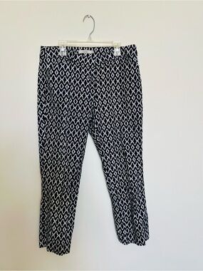Dalia Navy & White Diamond-Print Chinos